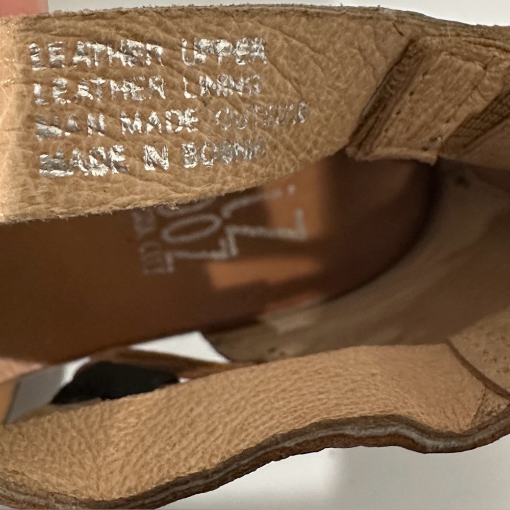 Miz Mooz Two-Tone Black and Tan Strappy Leather Sandals - Picture 7 of 10